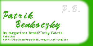 patrik benkoczky business card